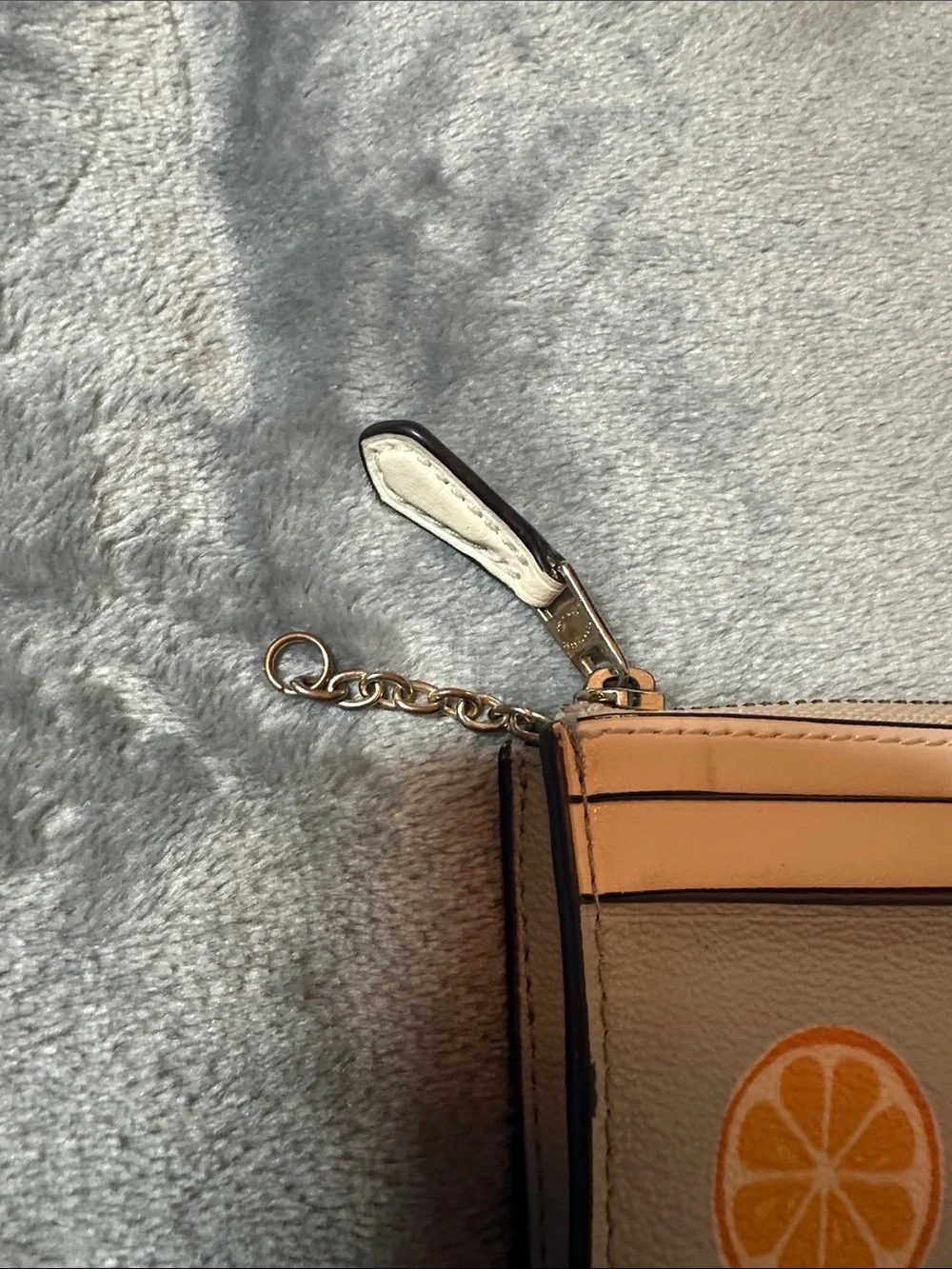 EUC Coach Light Blue & White Lemon Print Card Case skinny mini 🍊